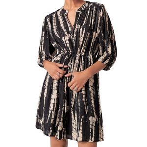 ba&sh Kenya Shirt Dress Size L Black and Tan Tie Dye